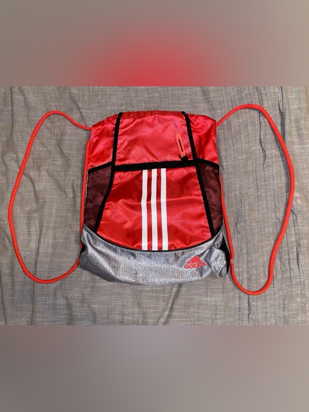 adidas Alliance II Medium 12L Drawstring Sackpack 4 Pockets  Red/Gray/Black